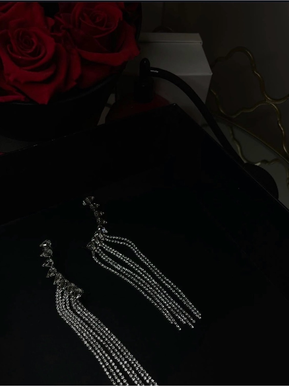 Draped Silver Crystal Fringe Earrings✨ Message me for bundle deals on jewelry✨